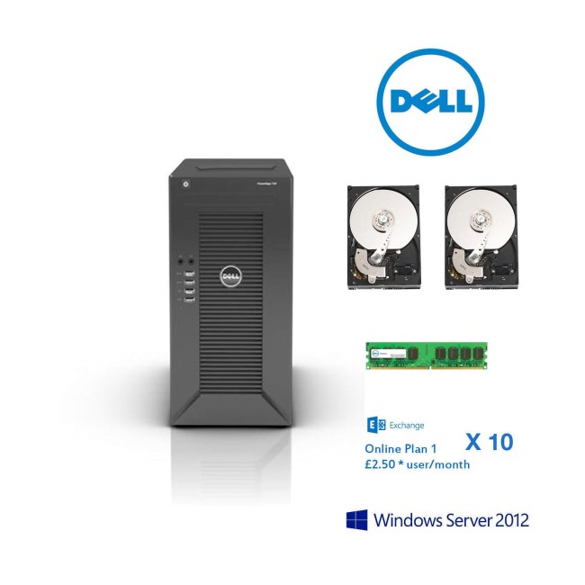 Dell T20  PowerEdge Tower Server for upto 10 users 1TB cloud exchange with ROK Essentials 16GB 2 X 1TB