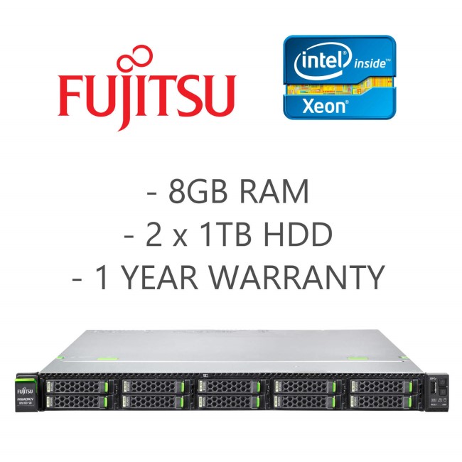 Fujitsu RX100 S8 E3-1220v3 1x8GB 2x1TB DVD-RW RACK SERVER 1Yr Wty