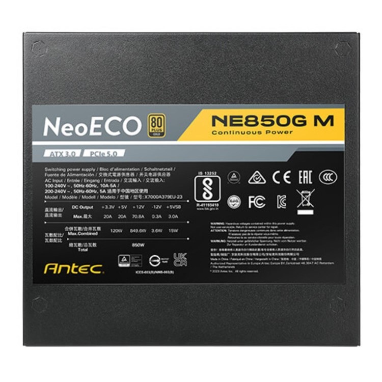 Antec NE850G M 850W 80+ Gold Fully Modular PCIe 5 ATX3.0 Power Supply