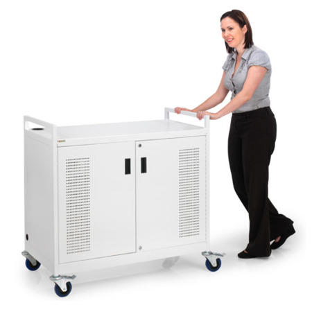 Bretford PowerCart16H  16 Bay Horizontal Charging Cart  Fans  1120W x 660D x 1150mmH Weight_ 100kg