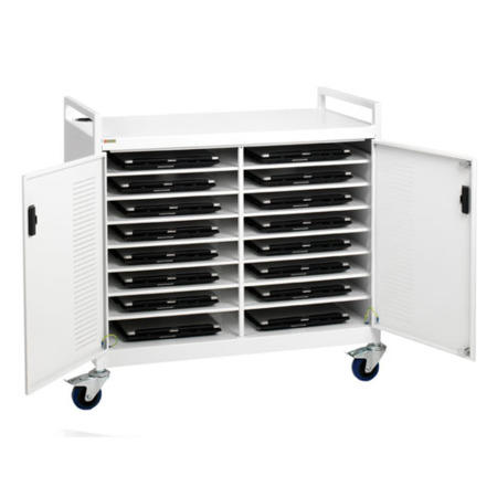 Bretford PowerCart16H  16 Bay Horizontal Charging Cart  Fans  1120W x 660D x 1150mmH Weight_ 100kg