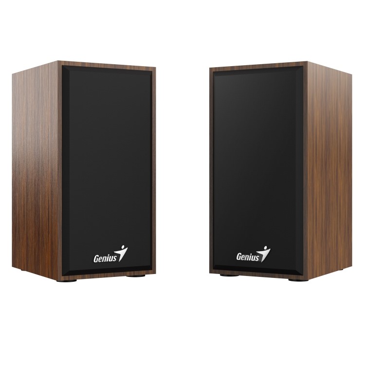 Genius SP-HF180 2.0 Stereo USB Powered Plug Desktop Speakers Wooden