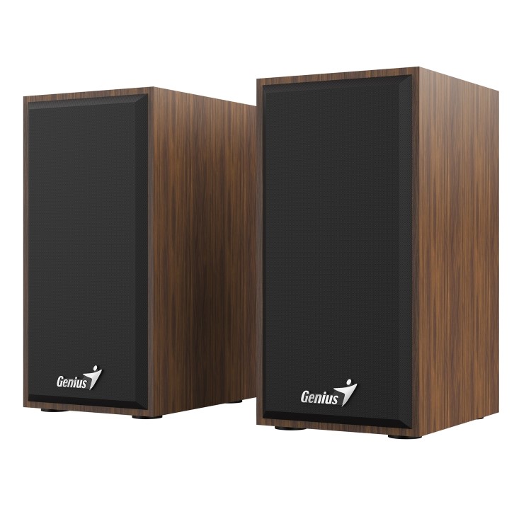 Genius SP-HF180 2.0 Stereo USB Powered Plug Desktop Speakers Wooden