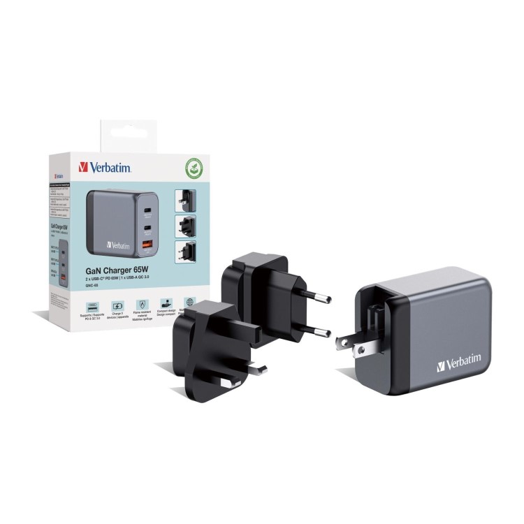 Verbatim 3-Port GaN 65W  Wall Charger