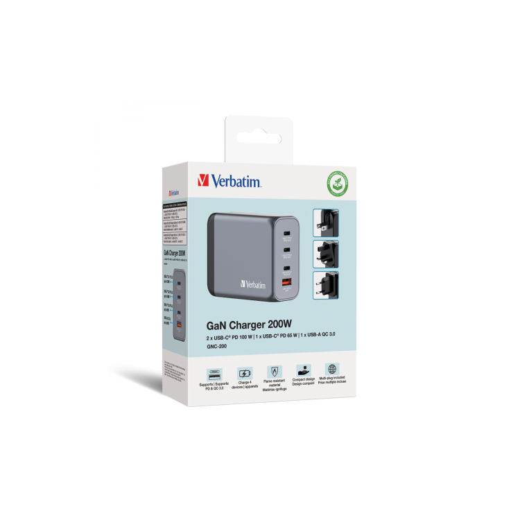 Verbatim 200W 4-Port GaN Wall Charger