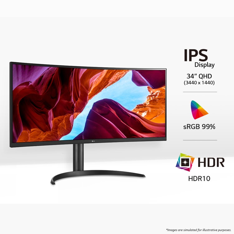 Refurbished LG 34WQ75C 34" IPS QHD HDR UltraWide 60Hz USB-C Curved Monitor