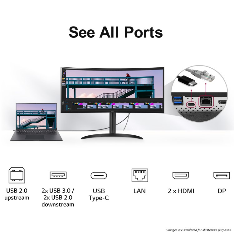 Refurbished LG 34WQ75C 34" IPS QHD HDR UltraWide 60Hz USB-C Curved Monitor