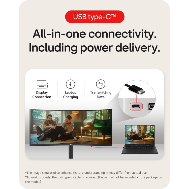 Refurbished LG 34WQ75C 34" IPS QHD HDR UltraWide 60Hz USB-C Curved Monitor