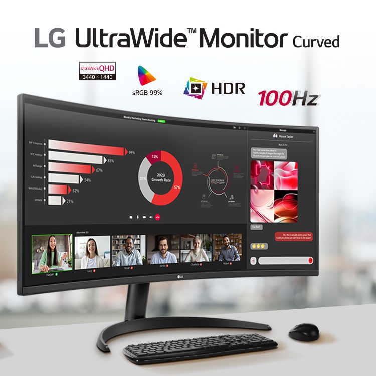 LG 34WR50QC 34" QHD UltraWide Curved Monitor