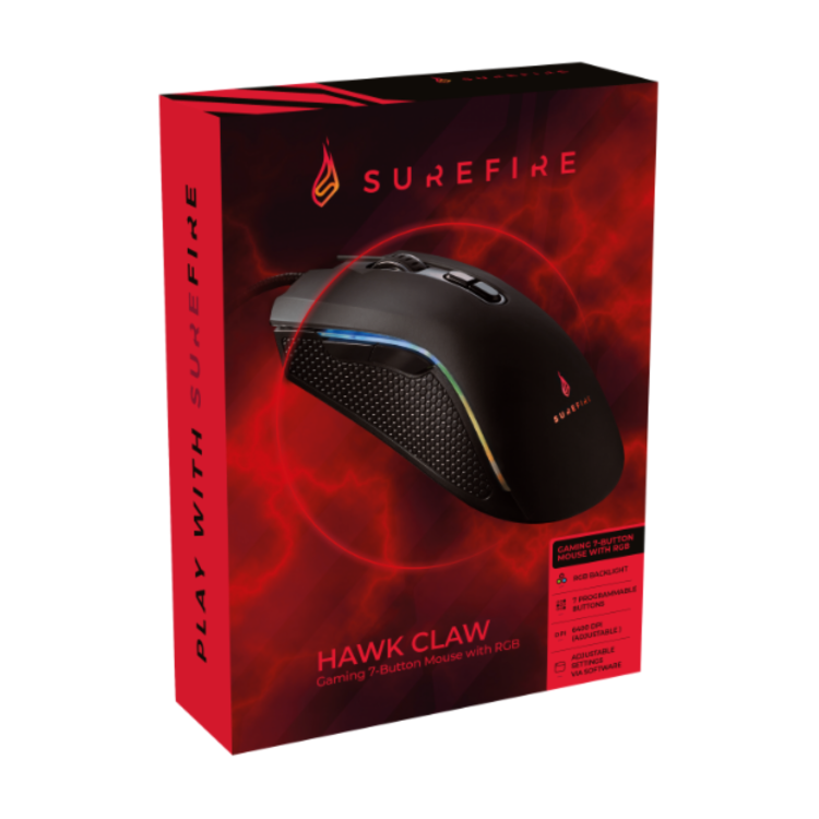 SureFire Hawk Claw RGB Wired Gaming Mouse Black