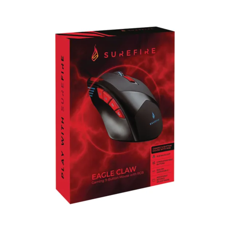 SureFire Eagle Claw RGB Wired 9-Button Gaming Mouse Black