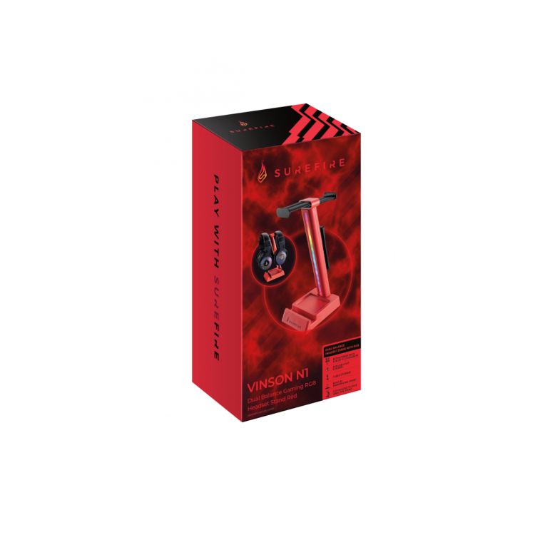 SureFire Vinson N1 Dual Balance RGB Gaming Headset Stand Red