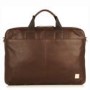 Knomo 15" Durham Slim Leather Briefcase - Brown