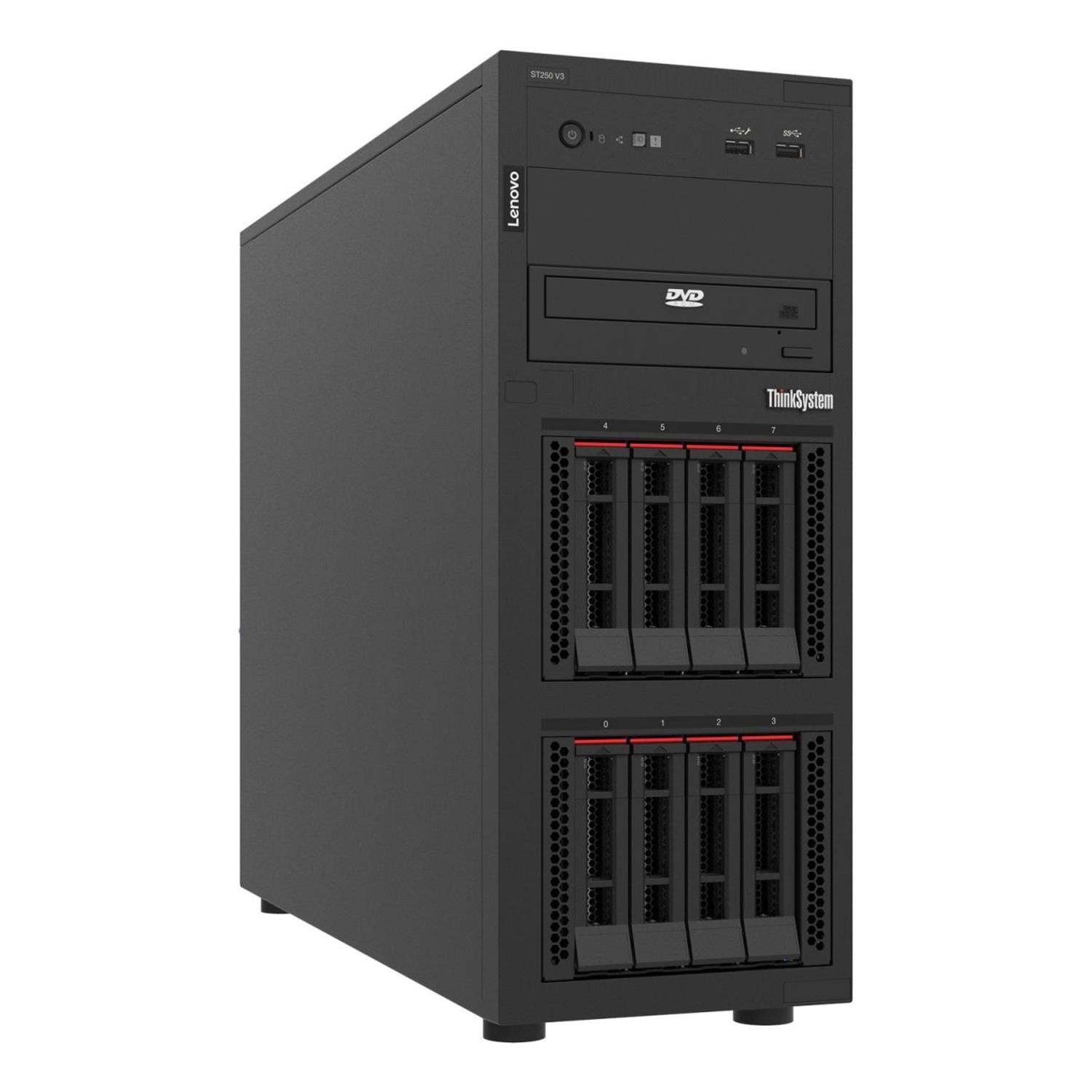 Lenovo Black Thinksystem St250 V3 1Xintel Xeon 6353P 8C 2.7Ghz 65W 1X32gb 2Rx8 Thinksystem Raid 545-8I Pcie Gen4 12Gb Adapter 1X800w