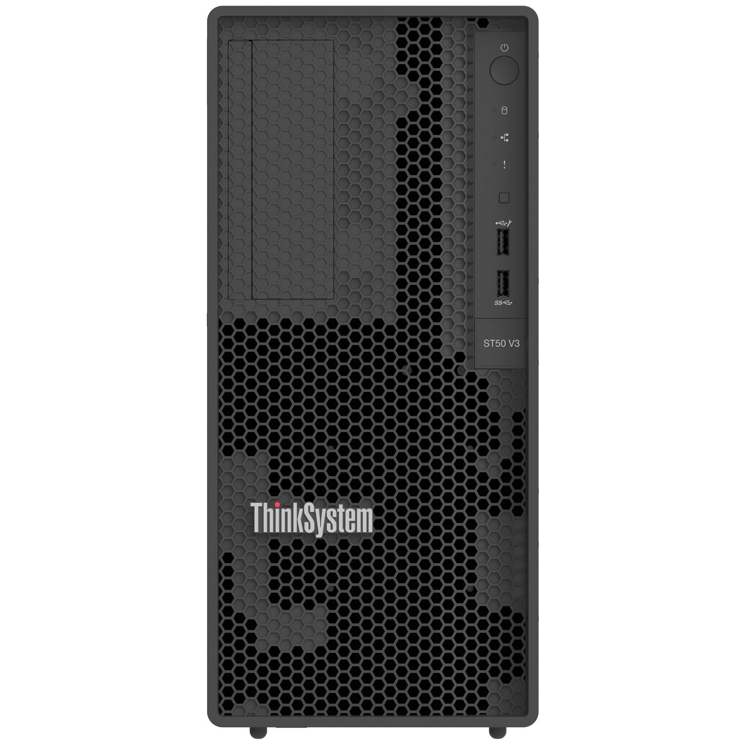 Image of Lenovo ThinkSystem ST50 V3 1xIntel Xeon 6315P 4C 2.8GHz 55W 1x16GB 1Rx8 2x960GB SSD SW RD 1x500W 7DF3A03EEA Black
