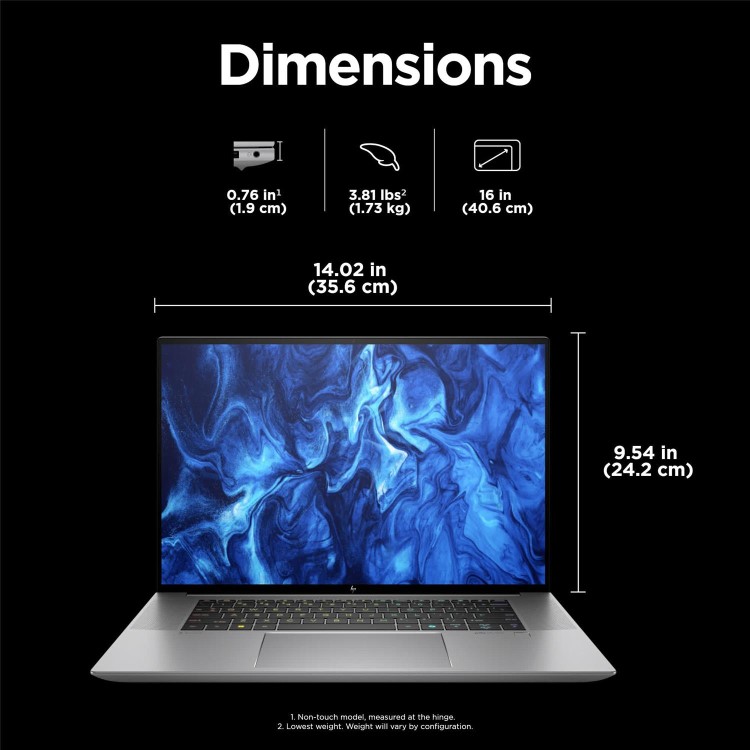 ZBook Studio 16 inch G11 Mobile Workstation PC  - Data Science, 16", Windows 11 Pro, Intel Core™ Ultra 7, 32GB RAM, 1TB SSD, NVIDIA GeForce RTX™ 4070, WQUXGA