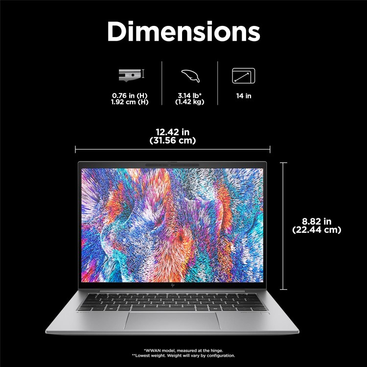 Hewlett Packard HP ZBook Firefly 14 G11 Mobile Workstation - Intel Core Ultra 7 - 155H / up to 4.8 GHz - Win 11 Pro - RTX A500 - 16 GB RAM - 1 TB SSD NVMe TLC - 14" IPS 1920 x 1200 - Wi-Fi 6E Bl