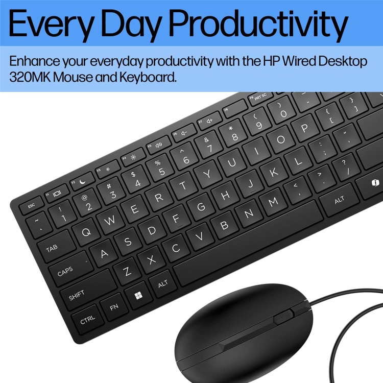HP 320MK Full Size Wired Desktop Keyboard and Mouse Combo