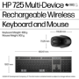 HP 725 Multi-Device Rechargeable Wireless Keyboard and Mouse Combo