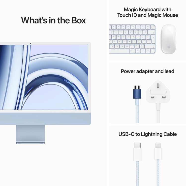 Apple iMac 2023 M3 8GB 256GB SSD 24 Inch 4.5K All-in-One - Blue
