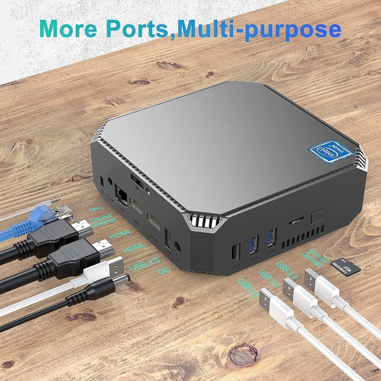 Refurbished NiPoGi Mini PC Intel Celeron J3455 4GB RAM 64GB SSD Windows 10 Pro Desktop PC