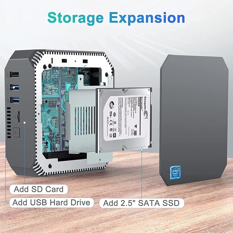 Refurbished NiPoGi Mini PC Intel Celeron J3455 4GB RAM 64GB SSD Windows 10 Pro Desktop PC