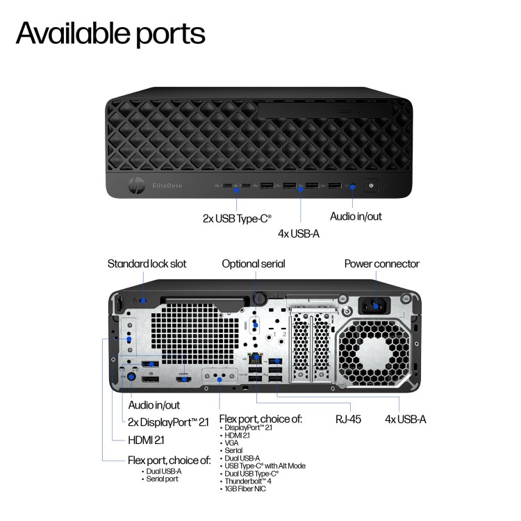 EliteDesk 8 SFF G1i Desktop AI PC, Windows 11 Pro, Intel Core™ Ultra 5, 16GB RAM, 512GB SSD