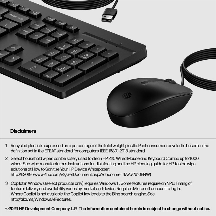 HP 225 Wired Mouse and Keyboard Combo
