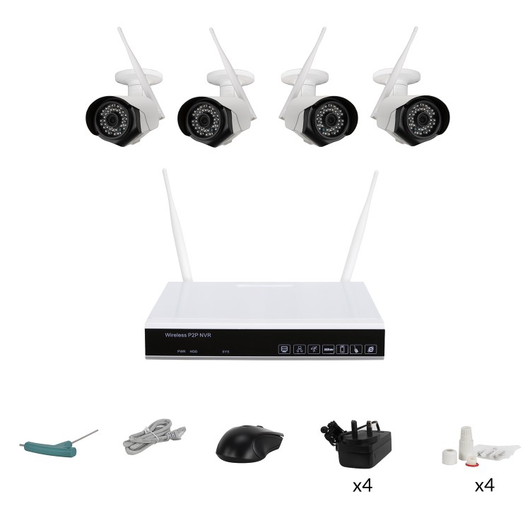 electriQ 4 Camera 1080p HD NVR CCTV System - No HDD