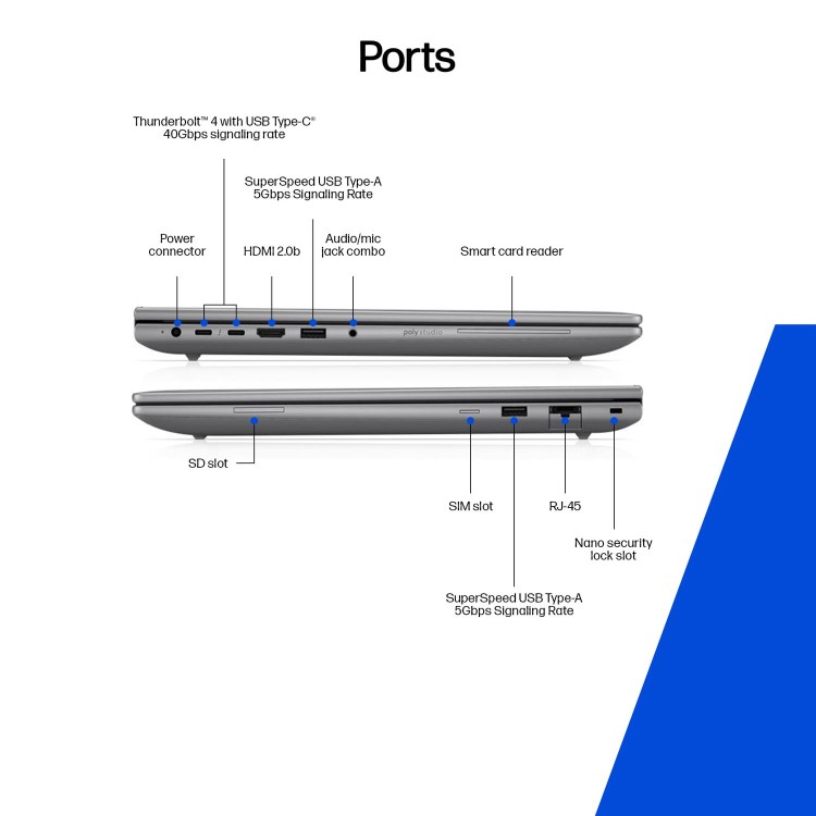 ZBook X G1i 16 inch Mobile Workstation PC  - Data Science, 16", Windows 11 Pro, Intel Core™ Ultra 9, 64GB RAM, 2TB SSD, NVIDIA RTX™ PRO 2000 Blackwell, WUXGA