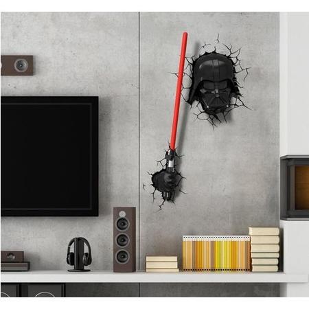 3D Darth Vader Deco Wall lights - Helmet and Light Saber ...