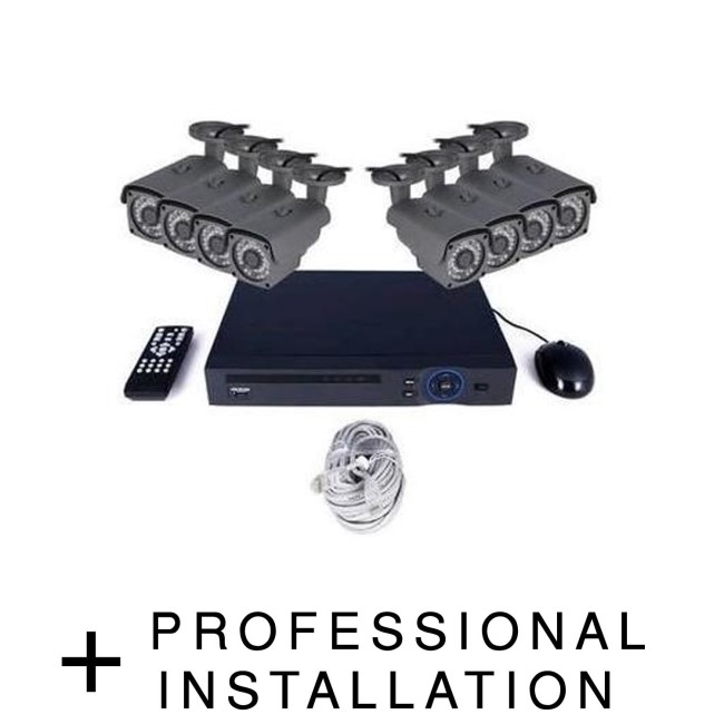 electriQ CCTV System - 8 Channel HD 1080p NVR with 8 x 1080p Bullet Cameras 1TB HDD & Professional Installation