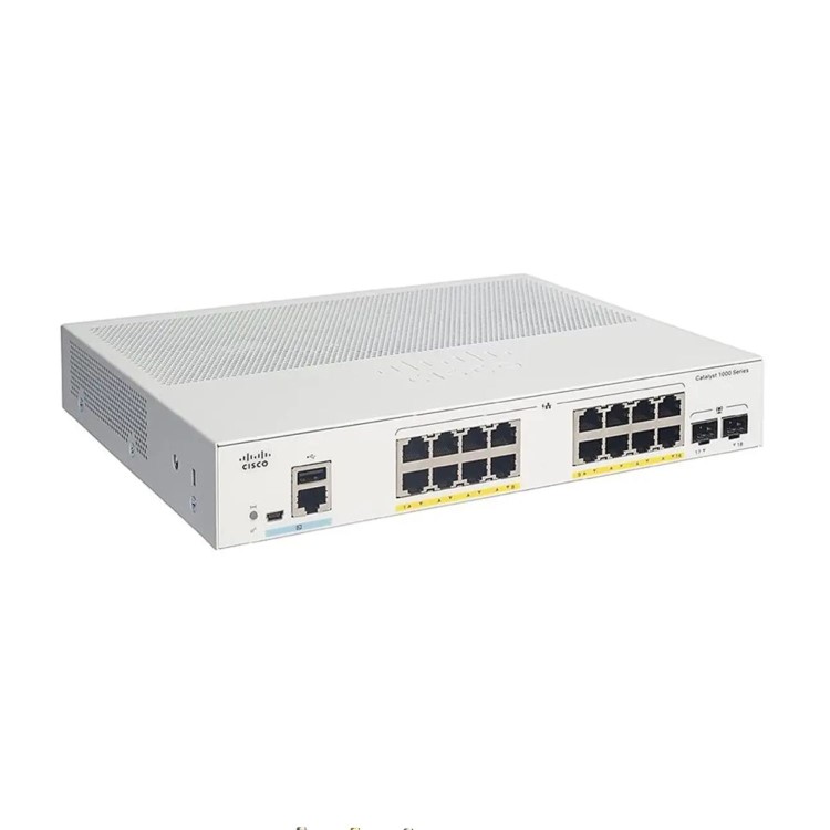 Cisco Catalyst 1000-16P-E-2G-L - Switch - Managed - 8 x 10/100/1000 (PoE+) + 8 x 10/100/1000 + 2 x Gigabit SFP (uplink) - rack-mountable - PoE+ (120 W)