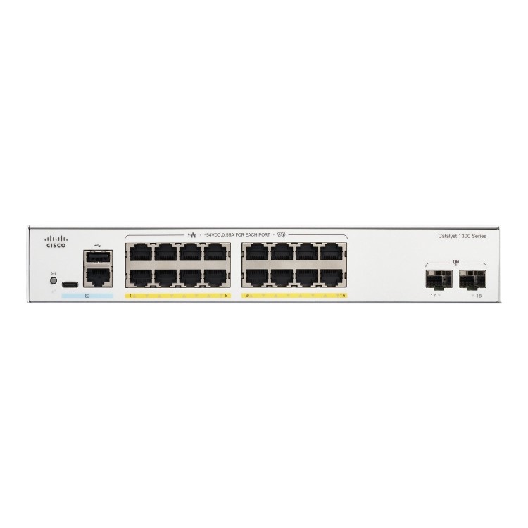 Cisco Catalyst C1300-16FP-2G 16-Port PoE Rack-mountable Managed Switch