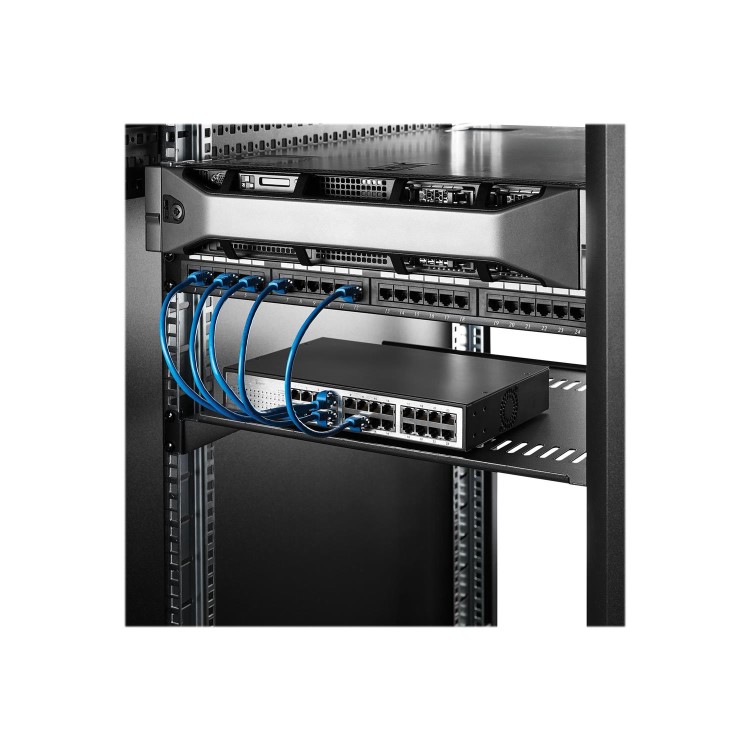 Startech 1U Server Rack Shelf - Universal Vented Rack Mount Cantilever Tray for 19" Network Equipment Rack & Cabinet - Weight Capacity 44lb/20kg - 16" Deep Shelf Black
