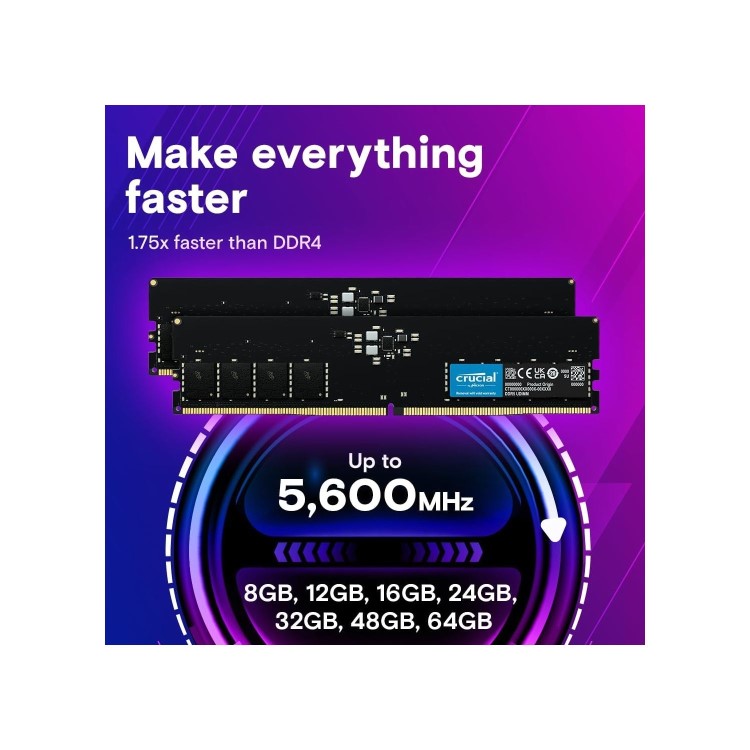 Crucial 32GB (1x32GB) DIMM 2800MHz DDR5 Desktop Memory