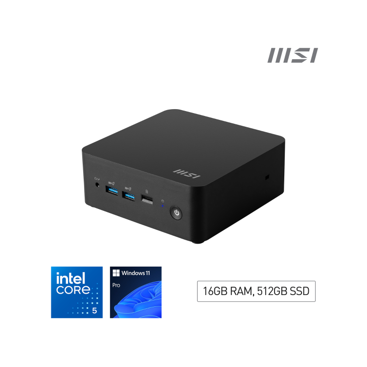 MSI Cubi NUC 1M SFF Intel Core 5 120U 16GB RAM 512GB SSD Windows 11 Pro Mini PC