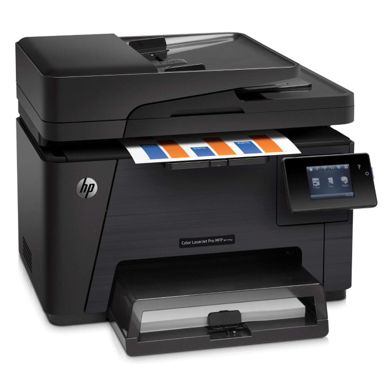 HP M177FW Laser Multifunction Printer - Colour - Copier/Fax/Printer/Scanner - 16 ppm Mono/4 ppm Color Print - 2400 dpi Print - LCD Screen - Ethernet - WiFi - USB