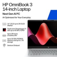 HP OmniBook 3 Qualcomm Snapdragon X 16GB RAM 256GB SSD 14 Inch Windows 11 Home Laptop