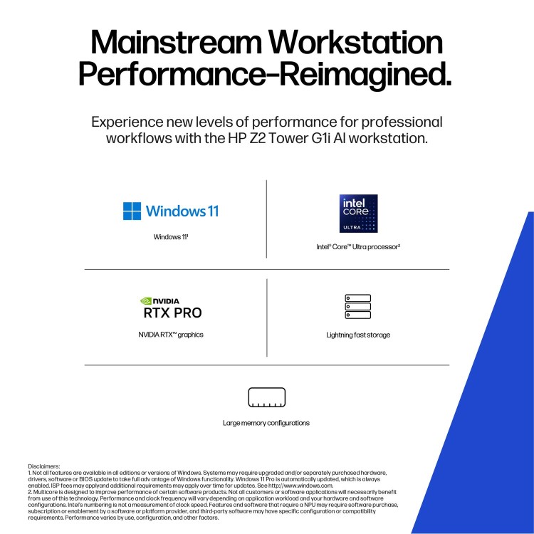 HP Z2 Tower G1i Intel Core Ultra 7 270K Plus 48GB RAM 1TB SSD RTX Pro 2000 Blackwell Windows 11 Pro Workstation PC
