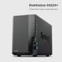 Synology DiskStation DS224+ 2GB RAM with 12TB Installed Storage 2 Bay SATA Desktop NAS