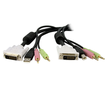 10 ft 4-in-1 USB DVI-D Audio and Microphone KVM Cable