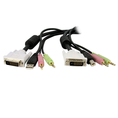 15 ft 4-in-1 USB DVI-D Audio and Microphone KVM Cable