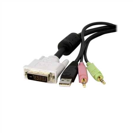 15 ft 4-in-1 USB DVI-D Audio and Microphone KVM Cable