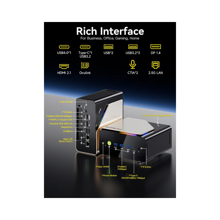 GMKTec NucBox EVO-T1 Intel Ultra 9 285H 64GB RAM 2TB SSD Windows 11 Pro Desktop PC