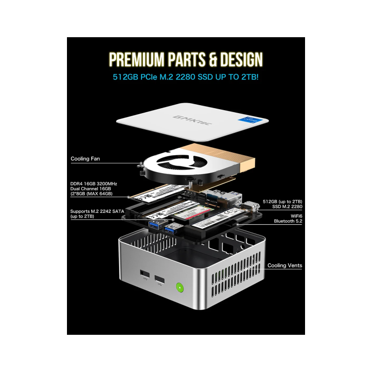 GMKTec NucBox M3 Intel Core i5-12450H 16GB RAM 1TB SSD Windows 11 Pro Mini PC