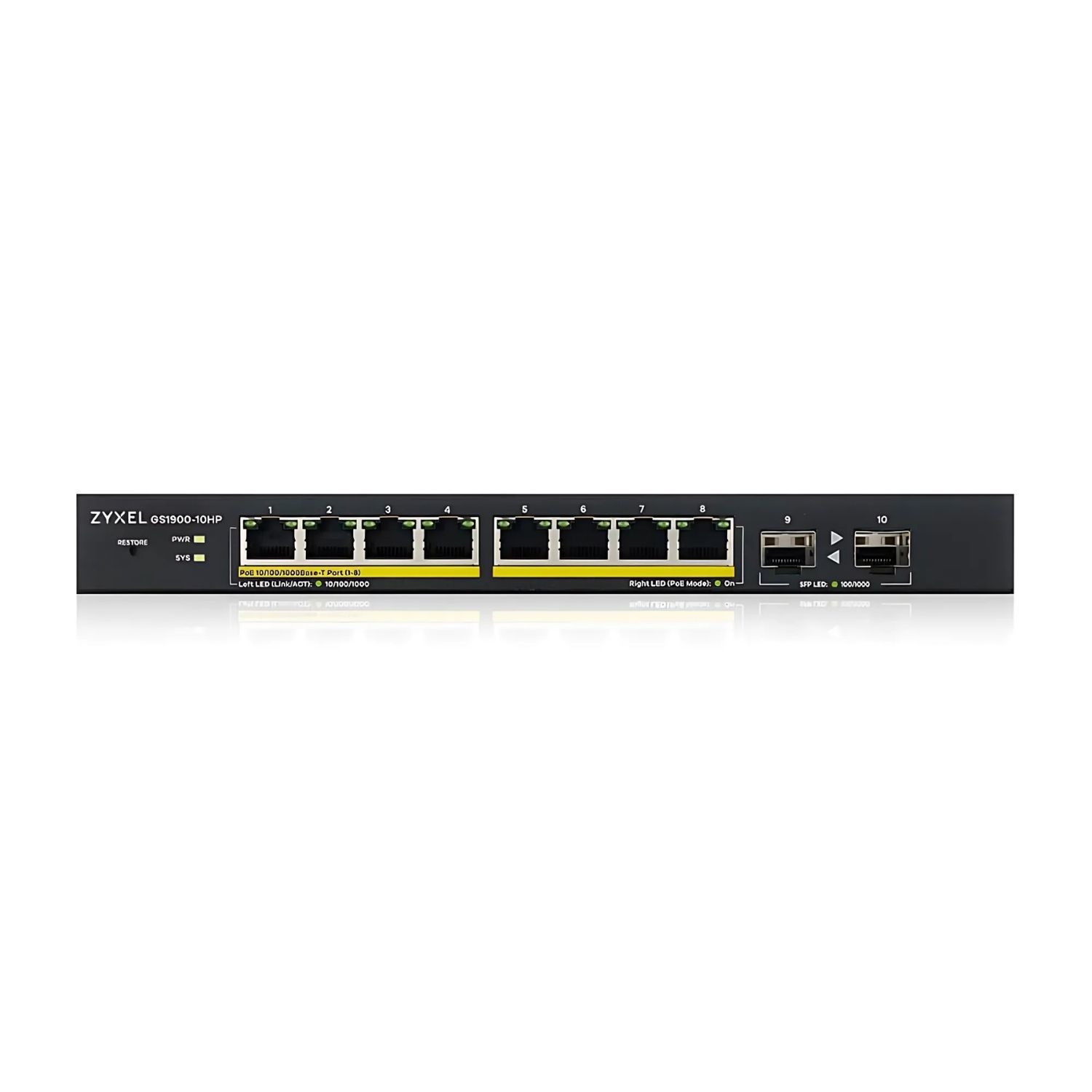 Zyxel Black Gs1900-10Hp 8-Port Manageable Ethernet Rack-Mountable Switch