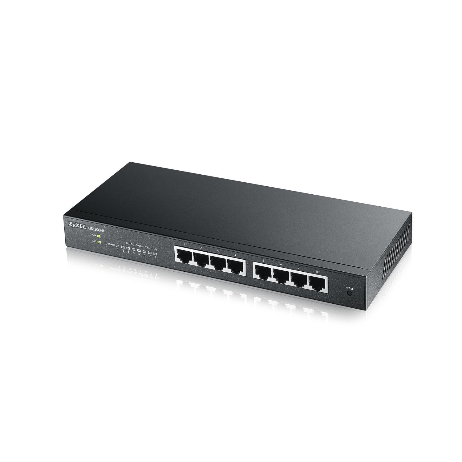 Zyxel Black Gs1900-8Hp V3 8-Port Gigabit Ethernet Poe L2 Rack-Mountable Managed Switch