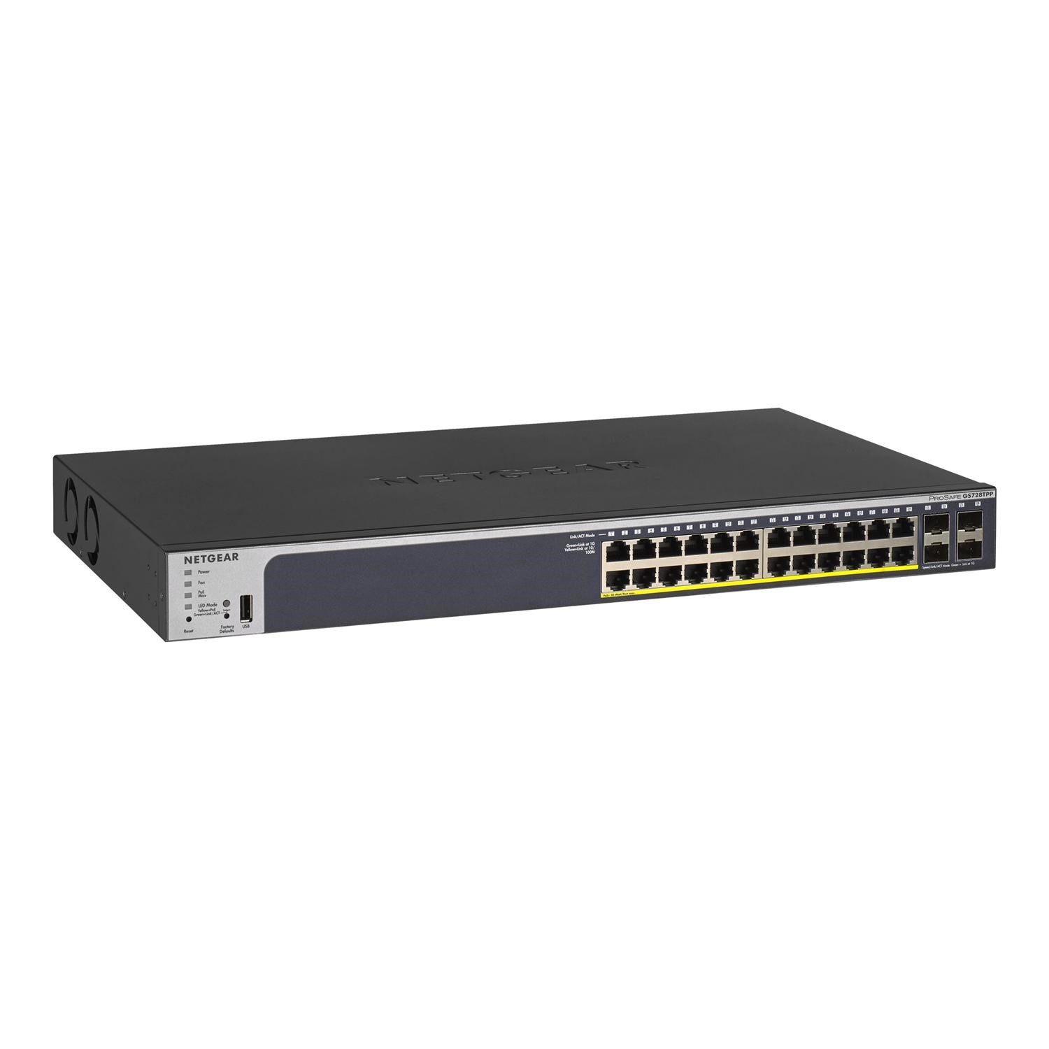 Image of Netgear GS728TPP Managed L2/L3/L4 Gigabit Ethernet 10/100/1000 Black 1U Power over Ethernet PoE