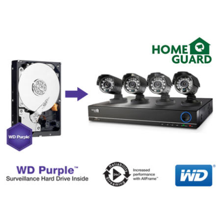 HomeGuard DIY 1TB 4 Channel CCTV Security Kit with 2x 480TVL Cameras